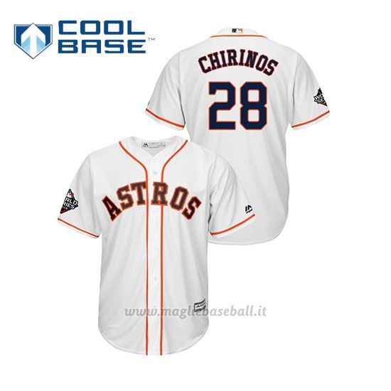 Maglia Baseball Uomo Houston Astros 28 Robinson Chirinos 2019 World Series Bound Cool Base Bianco